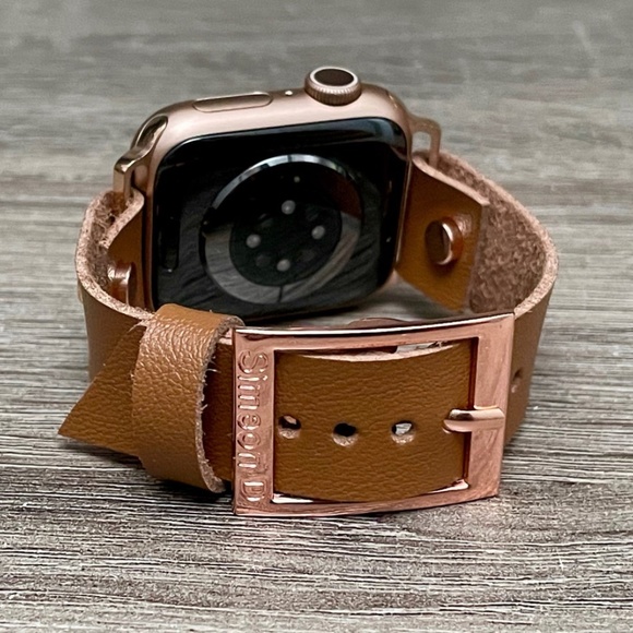 18mm Light Brown Vegan Leather Apple iWatch Band main image 7